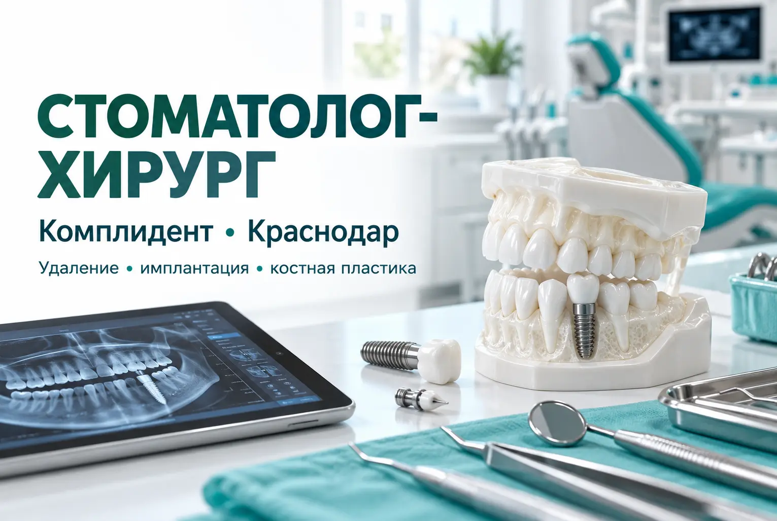 Хирургическая стоматология в Краснодаре: стоматолог-хирург в клинике «Комплидент»